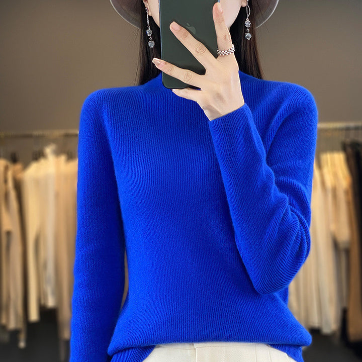 Damen Premium-Feinstrick-Mockneckpullover mit extra langen Ärmelabschlüssen und feiner Rippenstruktur Echoarchiv