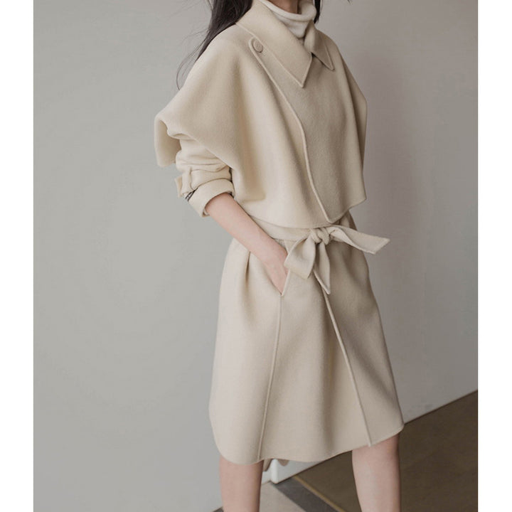 Damen Elegante Übergangsjacke mit Taillengürtel Echoarchiv