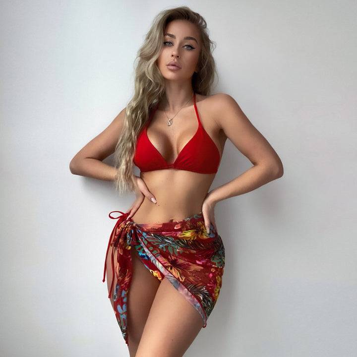 Damen Bikini mit verstellbaren Trägern und floralem Wickelrock Echo Archiv