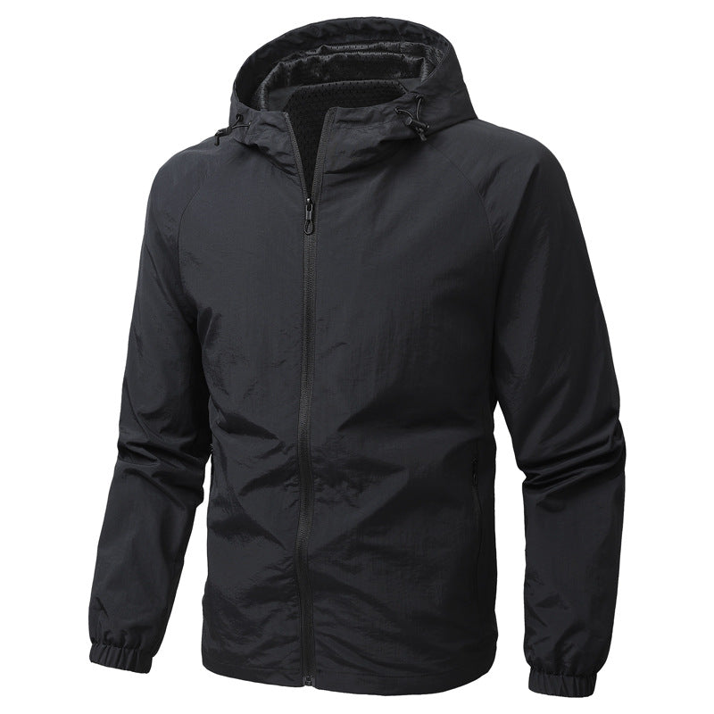 Herren Leichte Kapuzen-Windjacke mit Mesh‑Futter, durchgehendem Reißverschluss & elastischen Bündchen Echo Archiv