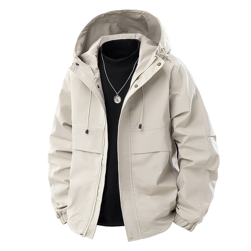 Herren Minimalistischer Tech-Softshell-Parka mit Kapuze, verdecktem Reißverschluss und Cargo-Brusttaschen Echo Archiv