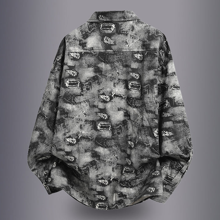 Herren lässige Overshirtjacke mit grafischem Muster Echoarchiv