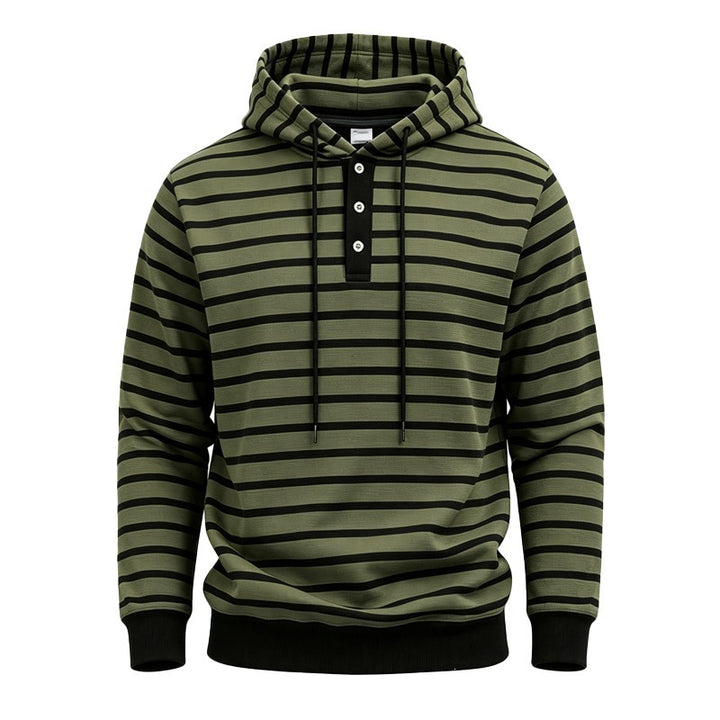 Herren Kapuzenpullover mit Knopfleiste und modischem Streifenmuster Echoarchiv