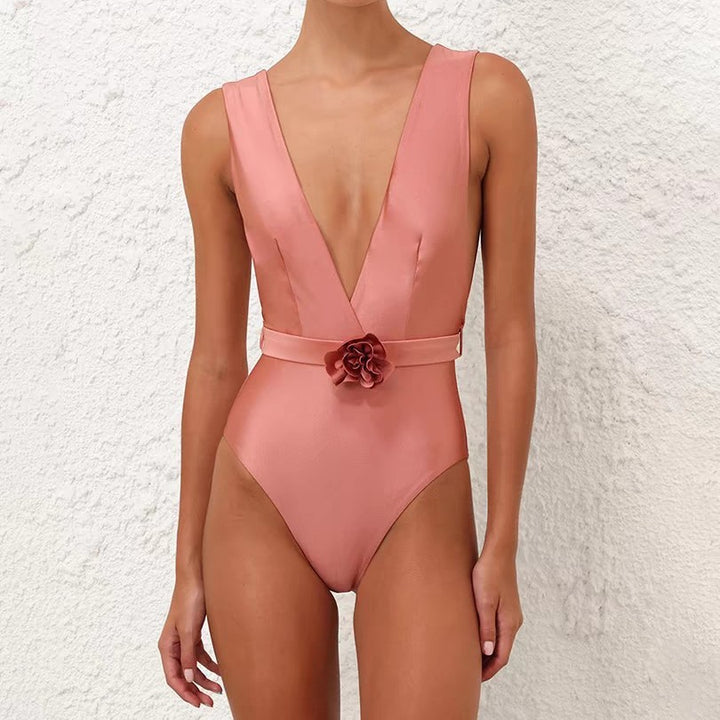 Damen Eleganter Badeanzug mit Blumenapplikation Echo Archiv