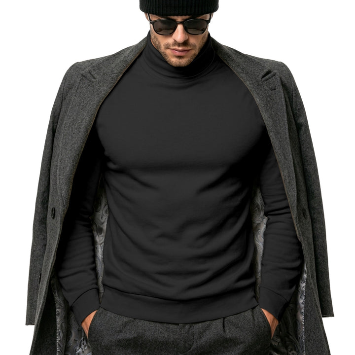 Herren Eleganter Baumwoll-Mix Rollkragenpullover Slim Fit Echoarchiv