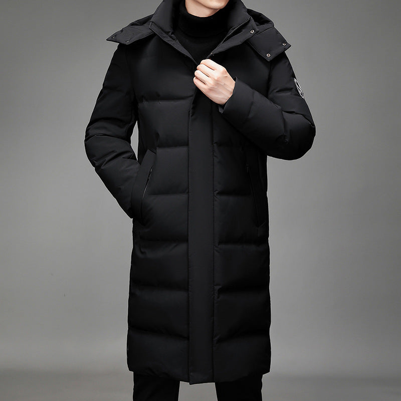 Herren Maxilanger Thermosteppmantel mit hohem Kragen und verdeckter Front Echo Archiv