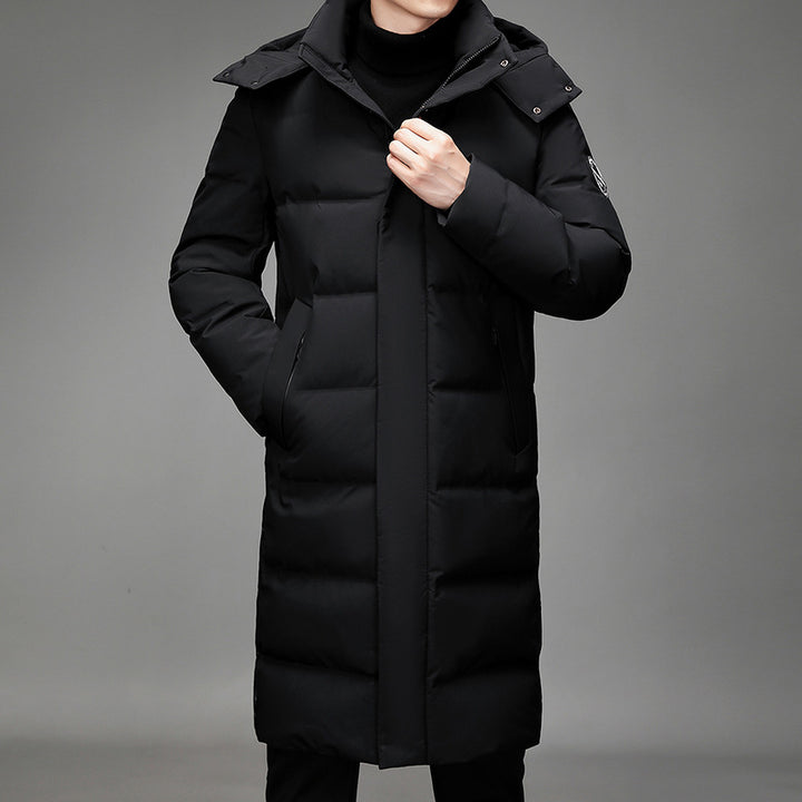 Herren Maxilanger Thermosteppmantel mit hohem Kragen und verdeckter Front Echo Archiv