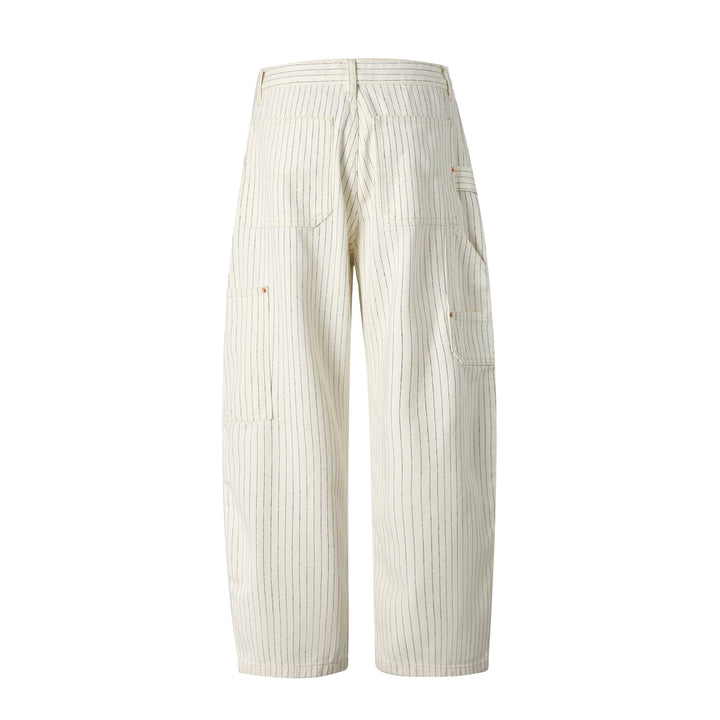 Damen Carpenterhose aus Leinen‑Baumwollmix mit Nadelstreifen und Hammerloop Echoarchiv