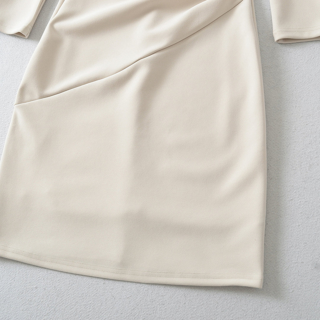 Damen Figurbetontes Midikleid mit geraffter Wickeloptik und langen Ärmeln Echoarchiv