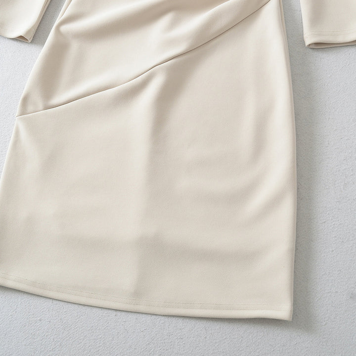 Damen Figurbetontes Midikleid mit geraffter Wickeloptik und langen Ärmeln Echoarchiv