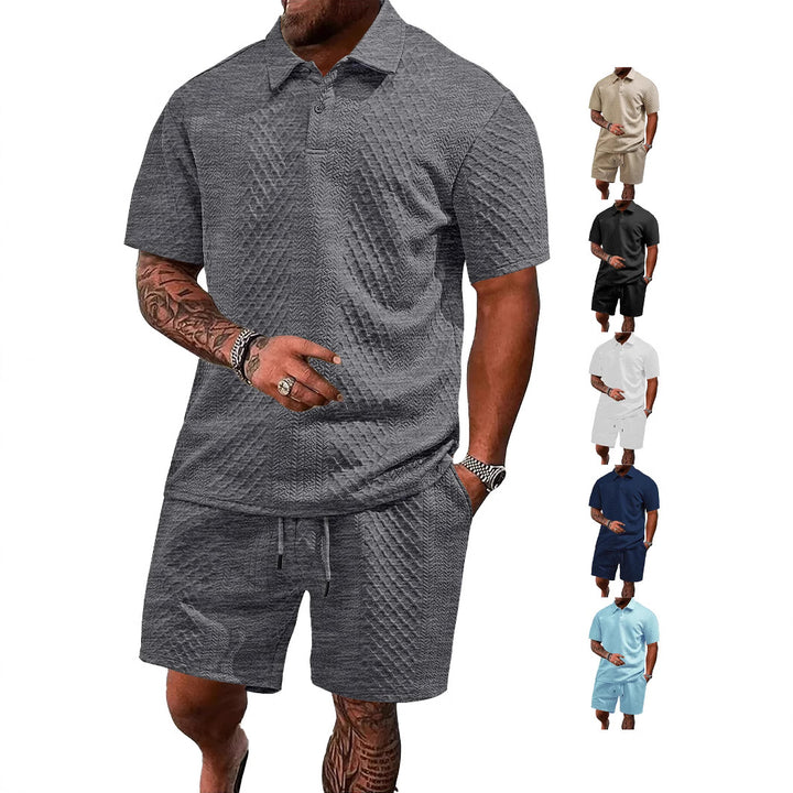 Herren Polo- und Shorts-Set mit strukturiertem Design Echoarchiv