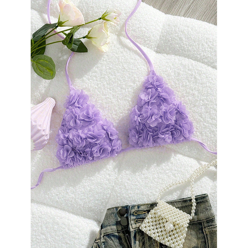 Damen Triangel-Bikinioberteil mit Blumenapplikationen Echo Archiv