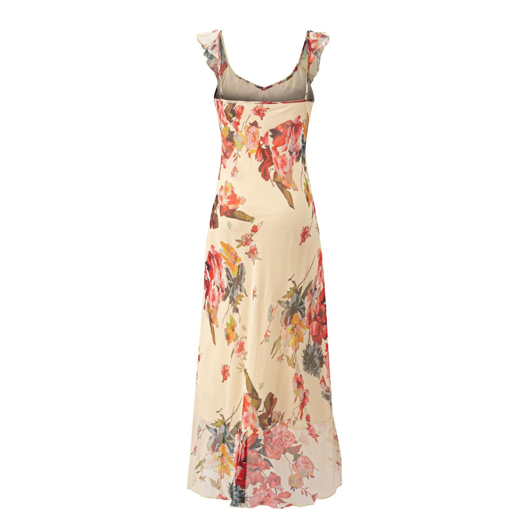 Damen Maxikleid mit zarten Rüschen und floralem Muster Echo Archiv