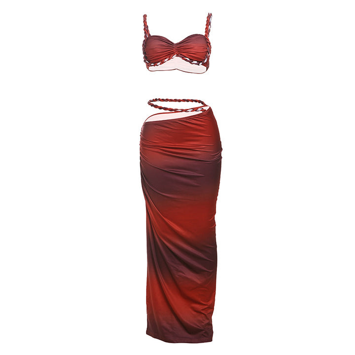 Damen Set mit crop Top und langem Rüschenrock Echo Archiv