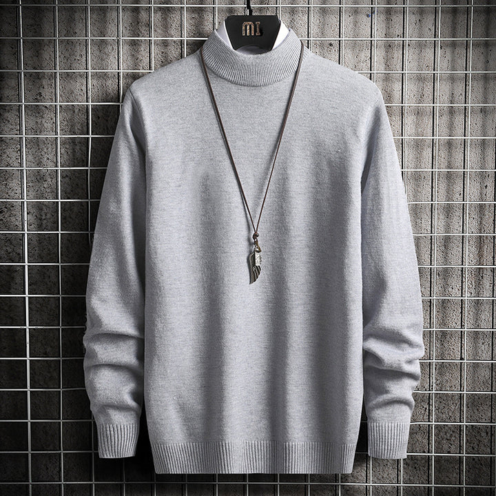 Herren nan Premium Stehkragenpullover aus feinem Baumwoll-Mix mit gerippten Bündchen und schmaler Silhouette Echo Archiv