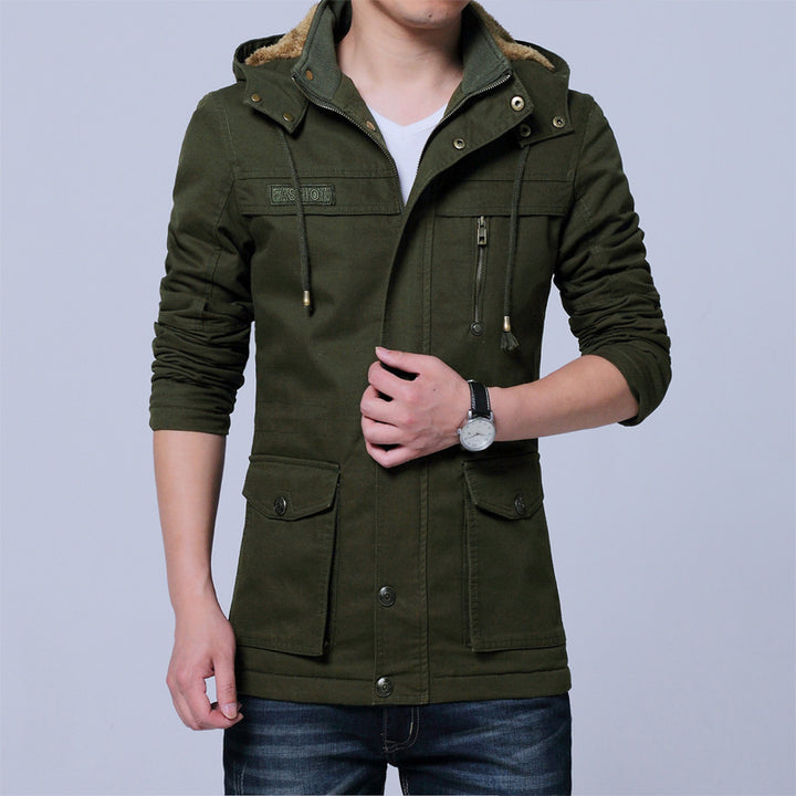 Herren Canvas‑Utility‑Parka mit Kapuze und Teddyfutter – Taviero