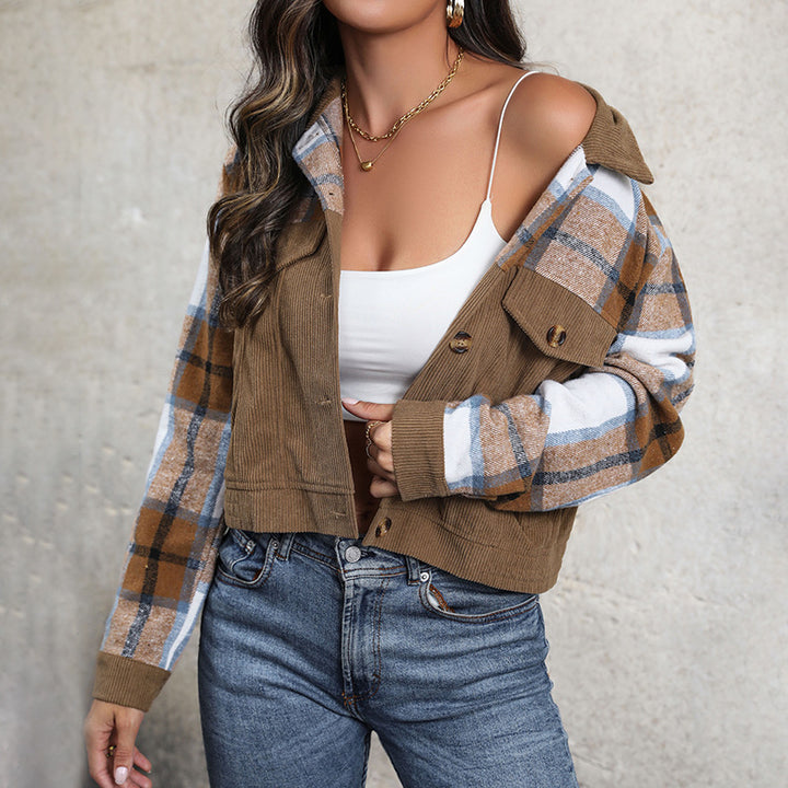 Damen Modische Karo-Cordjacke Echo Archiv