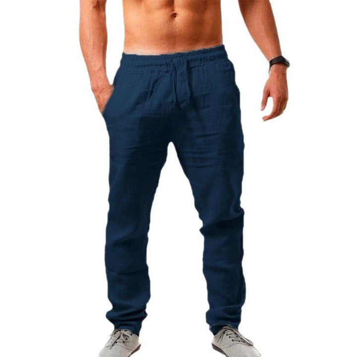 Herren Bequeme Leinenhose mit elastischem Bund und seitlichen Eingrifftaschen Echoarchiv