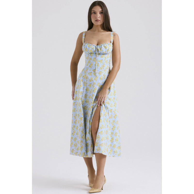 Damen Maxikleid mit floralem Design und elegantem Schlitz Echo Archiv