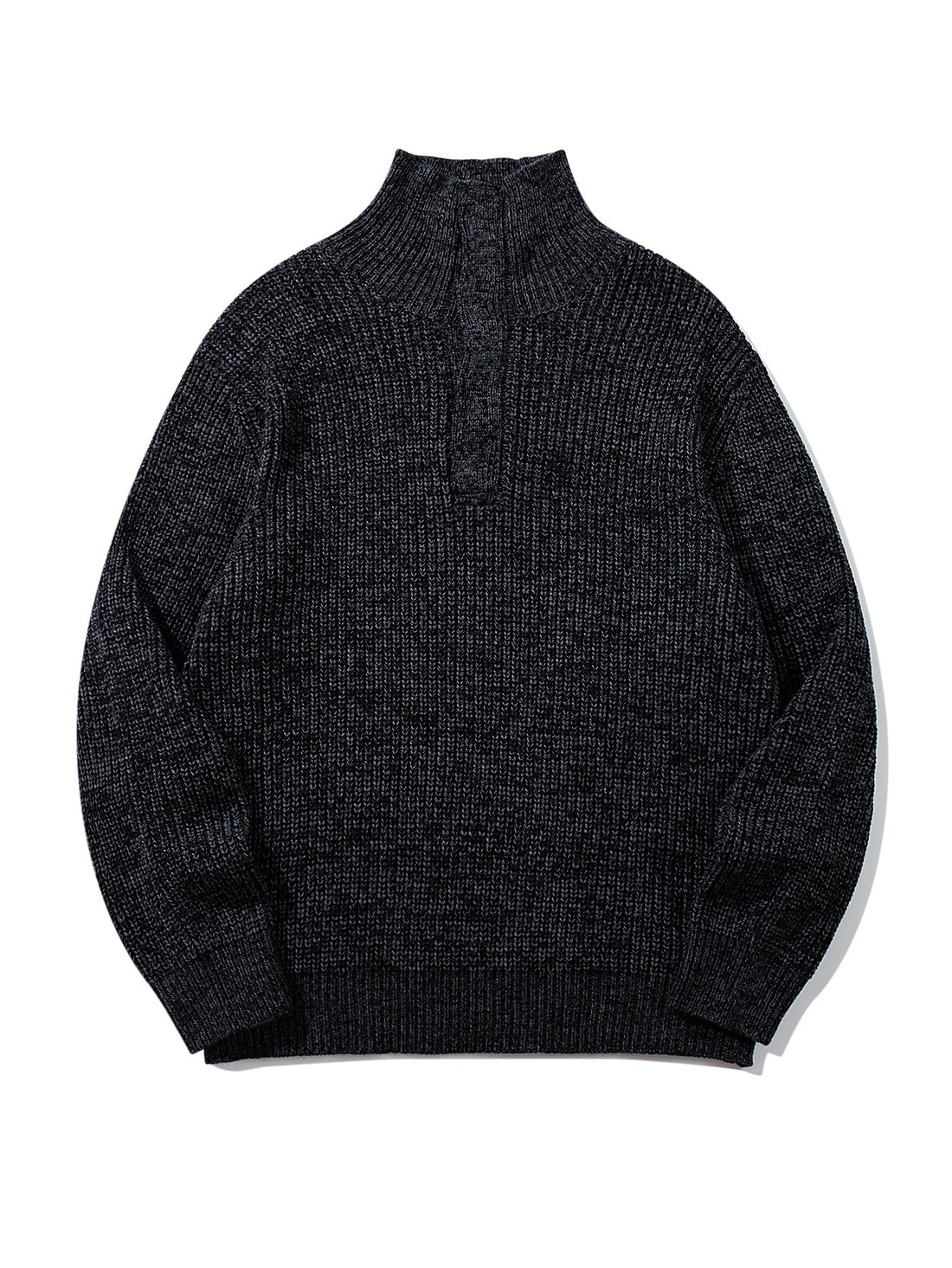 Unisex Grobgestrickter Rollkragenpullover mit halber Knopfleiste Echoarchiv