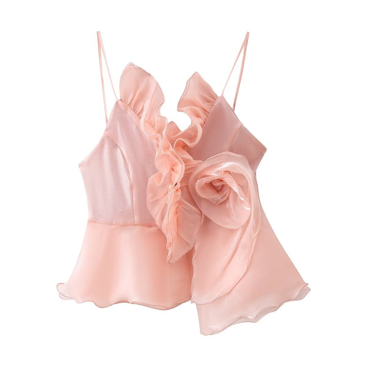 Damen Top mit eleganter Rüsche und schwingendem Saum Echo Archiv