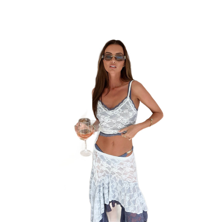 Damen romantisches Spitzen-Set mit Crop-Top und Maxirücke Echo Archiv