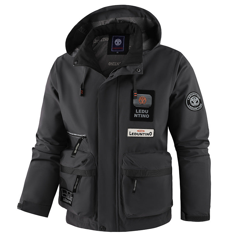 Herren nan technische Fieldjacke mit Kapuze und multifunktionalen Taschen, wasserabweisende Softshell Echo Archiv