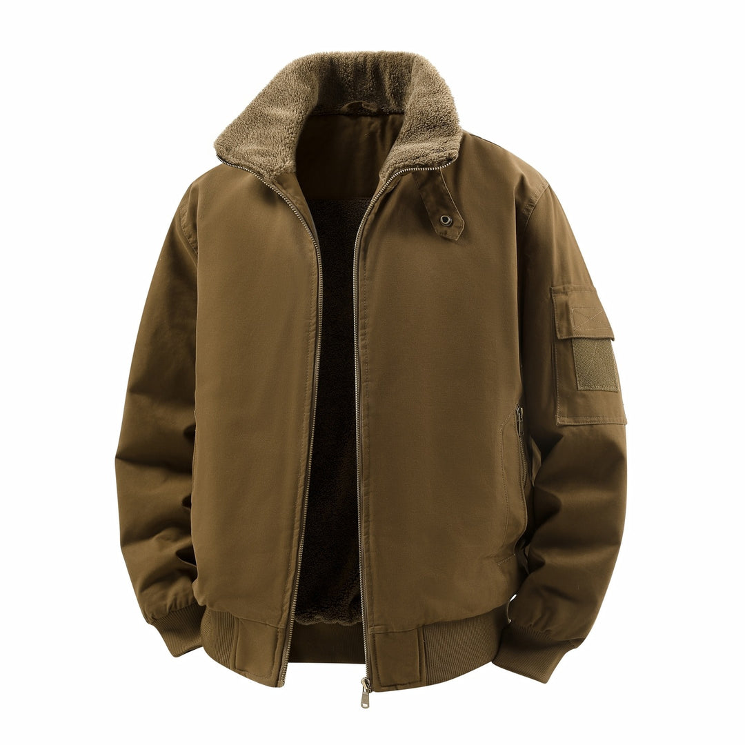 Herren Kurze Thermo-Bomberjacke mit Teddykragen, Fleece-Innenfutter & Utility-Ärmeltasche Echoarchiv