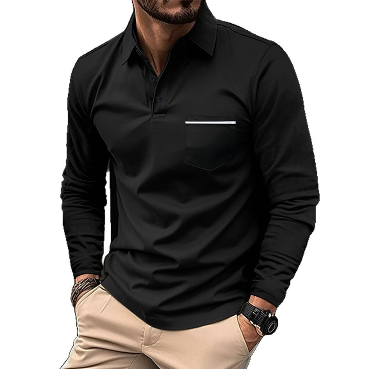 Herren Langarm Poloshirt mit modernem Kragen und praktischer Brusttasche Echoarchiv