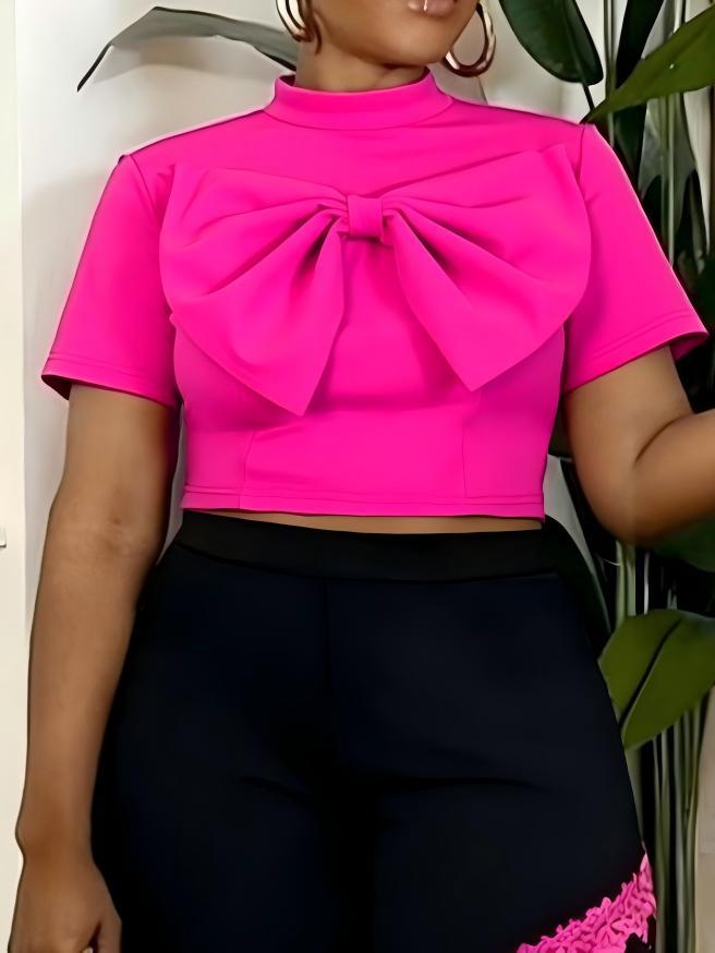 Damen Modische kurzärmlige Bluse mit dekorativem Schleifen-Detail Echo Archiv