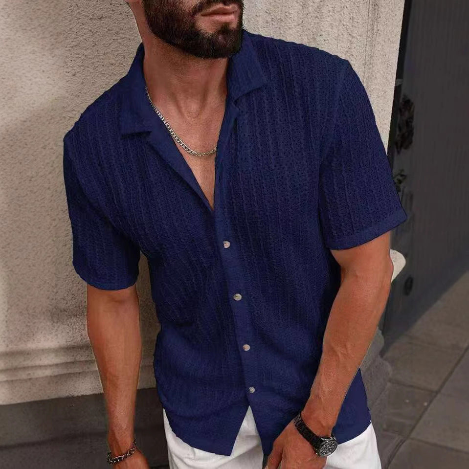 Herren Kurzarm-Hemd mit strukturiertem Design Echoarchiv