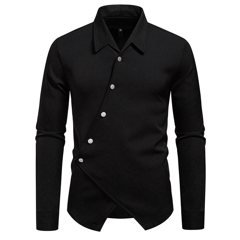 Herren modisches Langarmhemd mit asymmetrischem Knopfdesign Echoarchiv