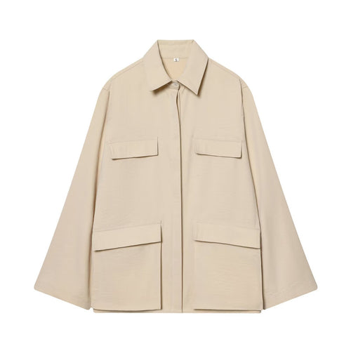 Damen Oversize Feldjacke im Boxy‑Cut mit vier Klapptaschen und verdeckter Druckknopfleiste Echo Archiv