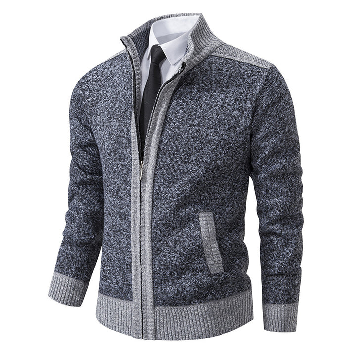 Herren nan strukturierter Strickcardigan mit Stehkragen und durchgehendem Reißverschluss Echo Archiv