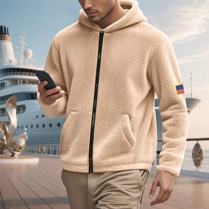 Herren Fleecejacke mit durchgehendem Reißverschluss und praktischen Taschen Echoarchiv