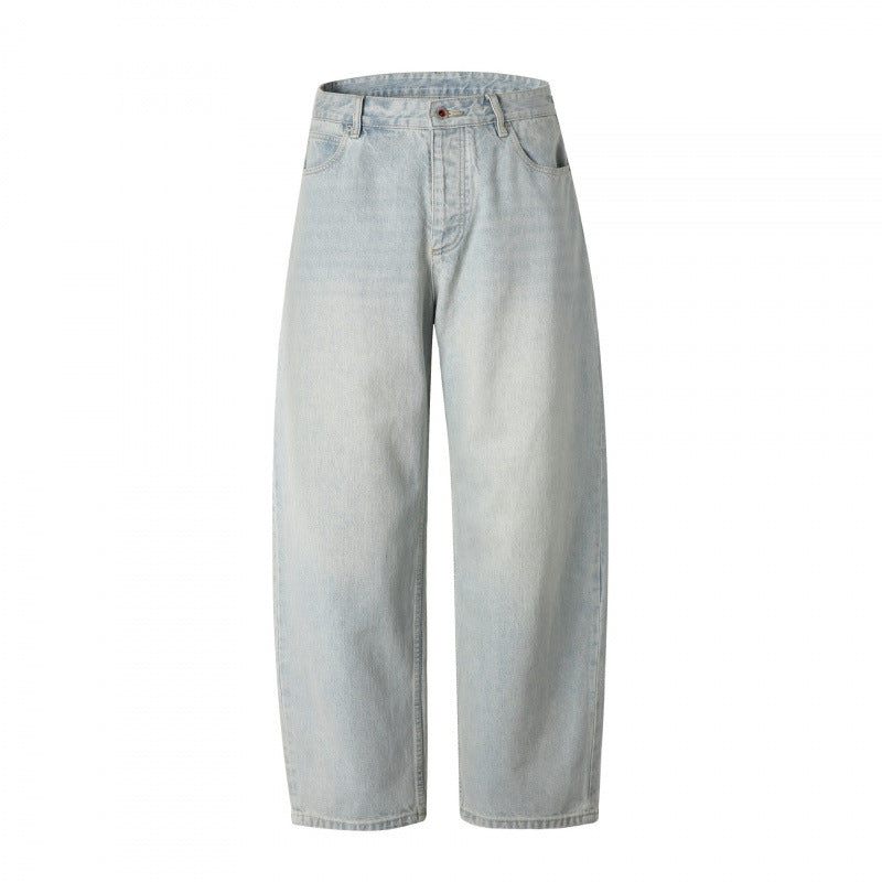 Damen Locker geschnittene Straight‑Leg Denimhose mit hoher Taille und soften Stonewash-Details Echo Archiv