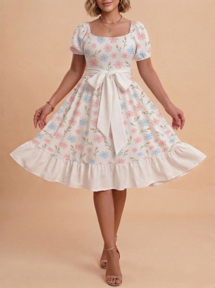 Damen Verspieltes Maxikleid mit Bärenmuster und taillierbarem Band Echo Archiv