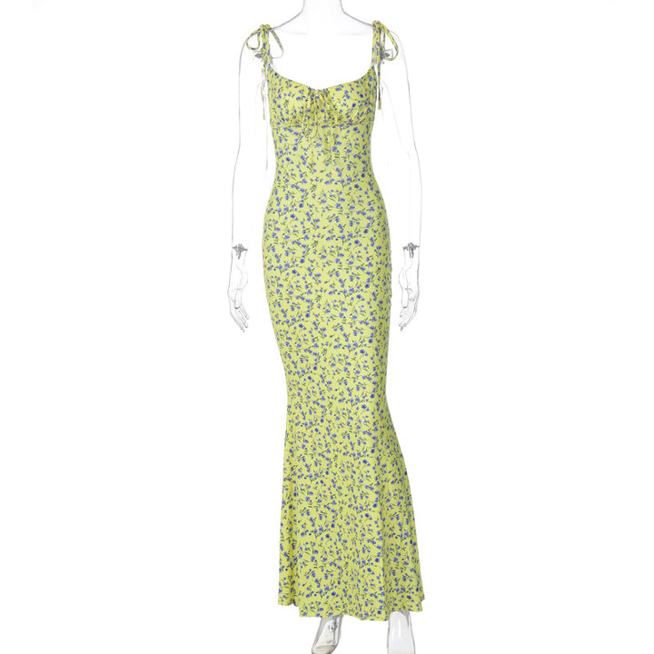 Damen Bodenlanges Kleid mit floralem Muster und verstellbaren Trägern Echo Archiv