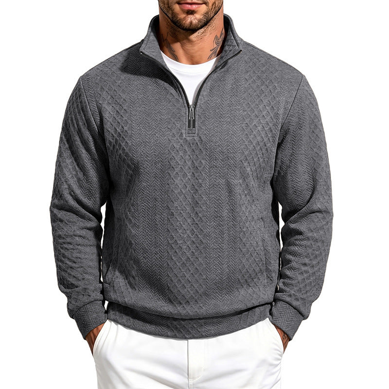 Herren Strukturierter Halbzip-Sweater aus Feinstrick mit Zopfmuster und Eingriffstaschen Echoarchiv