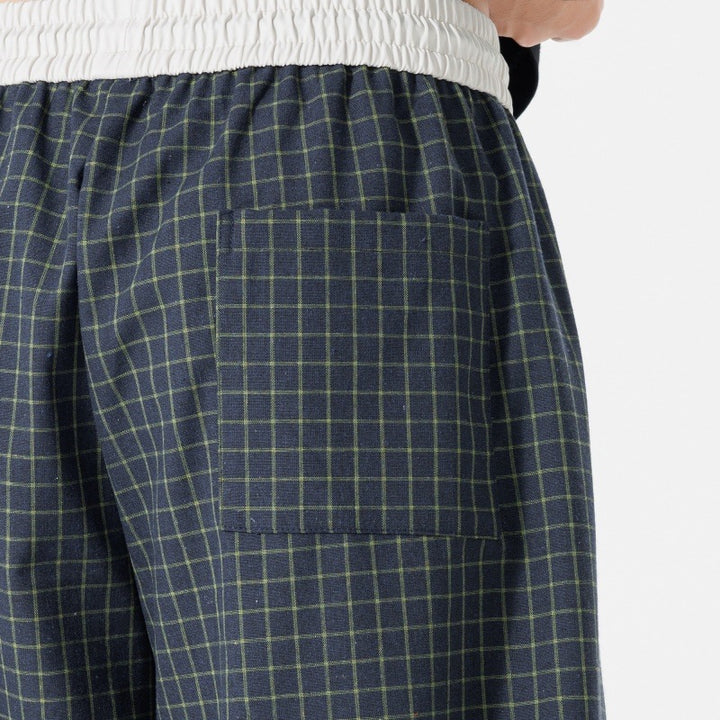 Damen Weite karierte Palazzo-Hose mit elastischem Bund, Tunnelzug & Oversize-Silhouette Echoarchiv