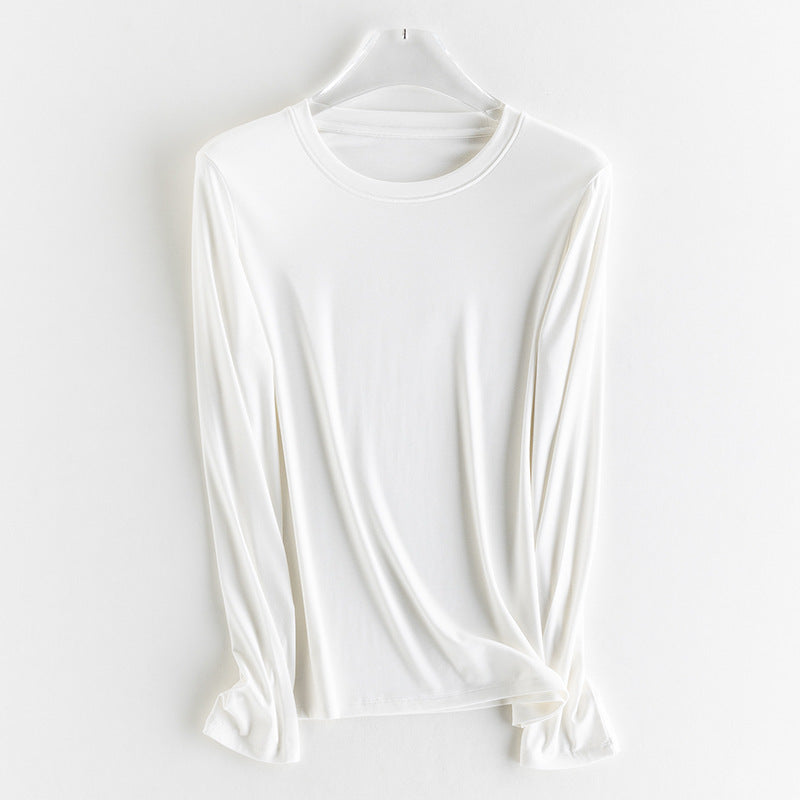 Damen Feines Longsleeve aus elastischem Modal-Jersey mit Rundhalsausschnitt und figurumspielendem Fall Echo Archiv