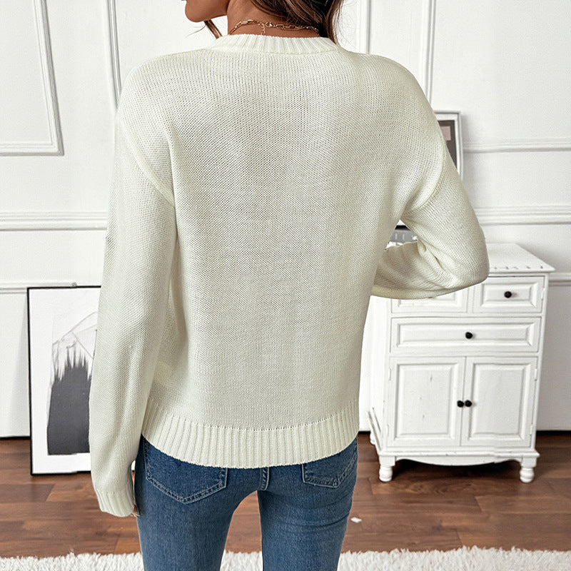 Damen Verspielter Strickpullover mit floralen Akzenten Echo Archiv