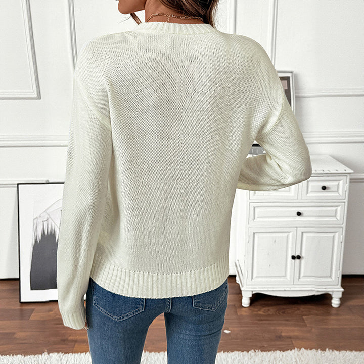 Damen Verspielter Strickpullover mit floralen Akzenten Echo Archiv