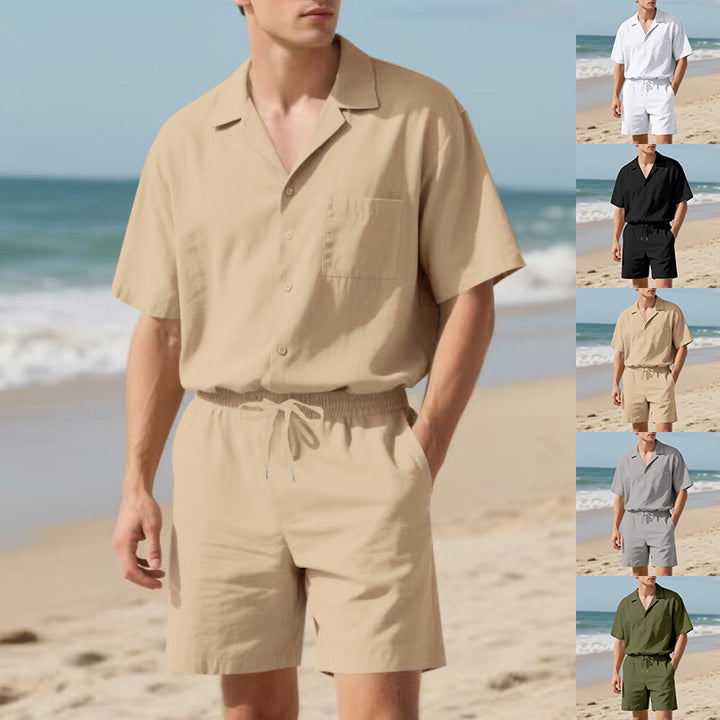 Herren lässiges Strandanzug mit Kurzarm-Hemd und Shorts Echoarchiv