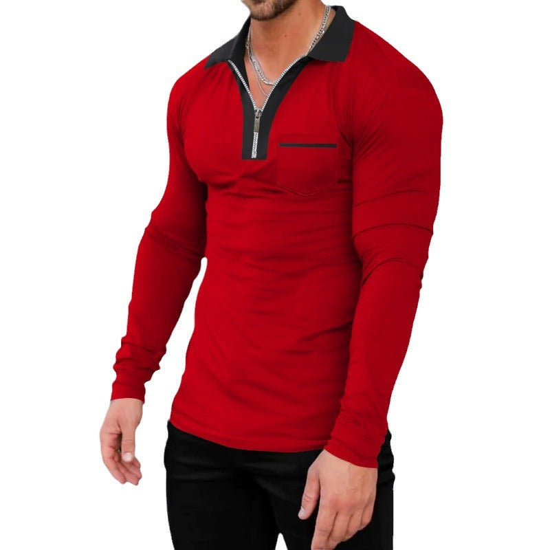 Herren Longsleeve mit modernem Stehkragen und Reißverschluss Echoarchiv