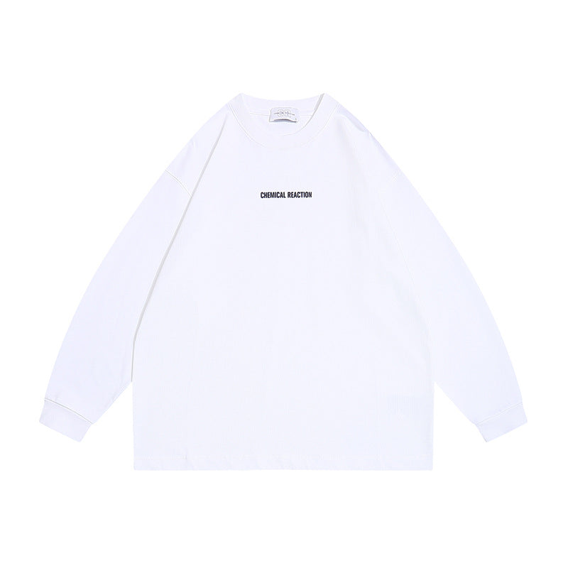 Unisex Oversize-Langarmshirt aus Baumwollmischung mit kleinem Brustprint und gerippten Bündchen Echoarchiv