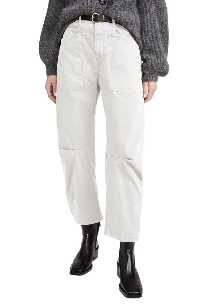 Damen nan lässige Canvas-Hose mit hohem Bund, weitem Bein und aufgesetzten Taschen Echo Archiv