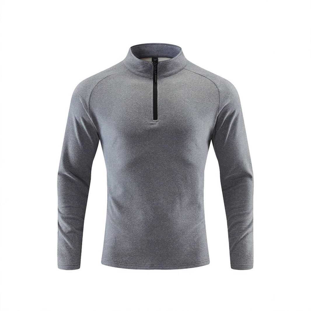 Herren Atmungsaktives Funktions-Langarmshirt mit Stehkragen und kurzem Reißverschluss Echoarchiv
