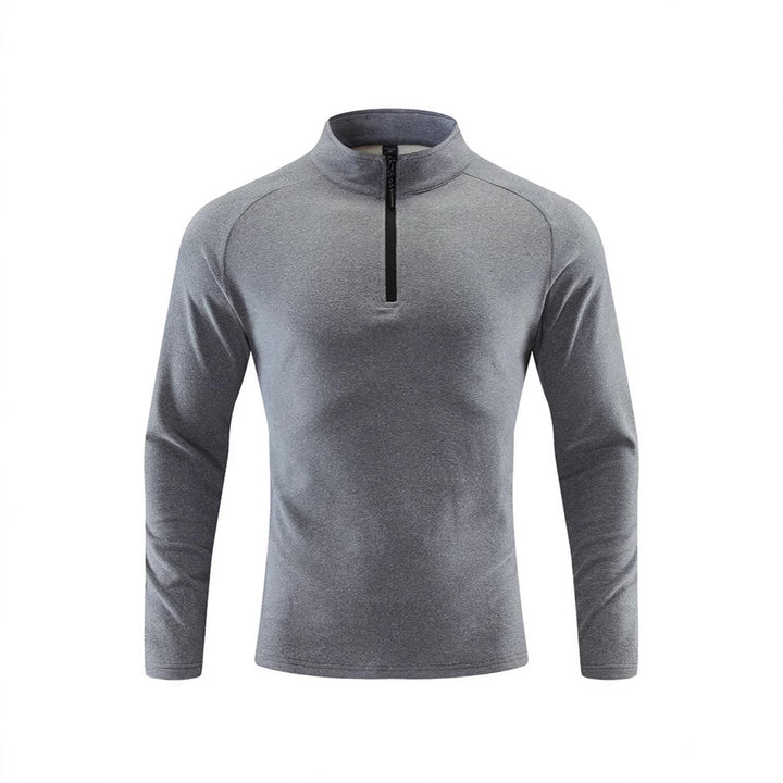 Herren Atmungsaktives Funktions-Langarmshirt mit Stehkragen und kurzem Reißverschluss Echoarchiv