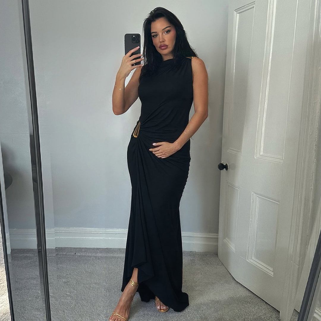 Damen Figurbetontes Maxikleid mit asymmetrischem Design und eleganten Raffungen Echo Archiv